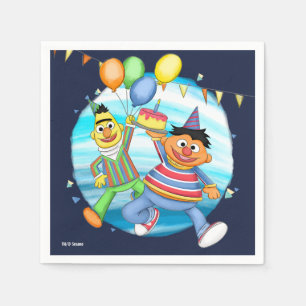 Bert und Ernie Birthday Balloons Serviette