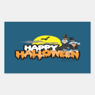 Bert und Ernie   Frohe Halloween Rechteckiger Aufkleber