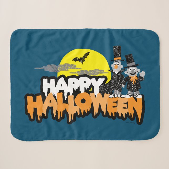 Bert und Ernie | Frohe Halloween Sherpadecke (Vorderseite (Horizontal))