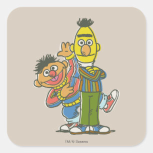 Bert und Ernie klassischer Stil Quadratischer Aufkleber