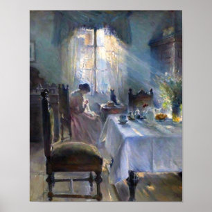Bertha Wegmann - Frau beim Nähen in einem Innenrau Poster