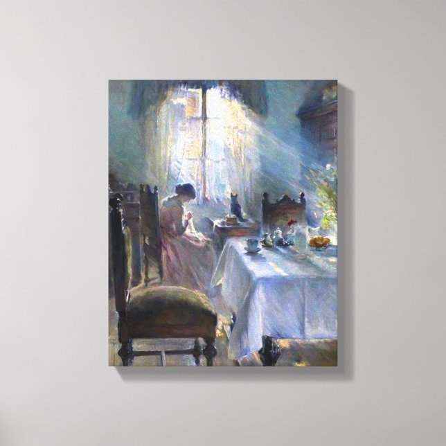 Bertha Wegmann - Nähen von Frauen im Inneren Leinwanddruck (Vorderseite)