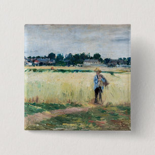 Berthe Morisot - Auf dem Weizenfeld in Gennevillie Button