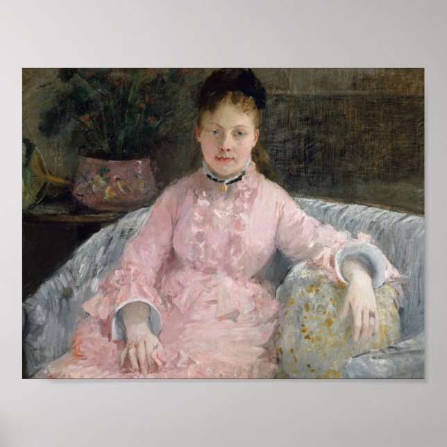 Berthe Morisot - Das rosa Kleid Poster (Vorne)