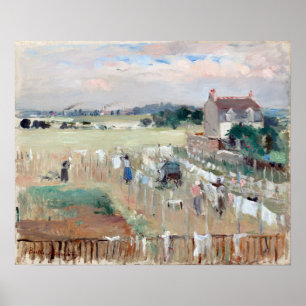 Berthe Morisot, der die Wäsche zum Trocknen bringt Poster