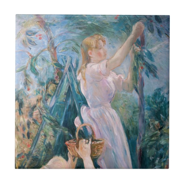 Berthe Morisot - Die Kirschpflückerin Fliese (Vorderseite)