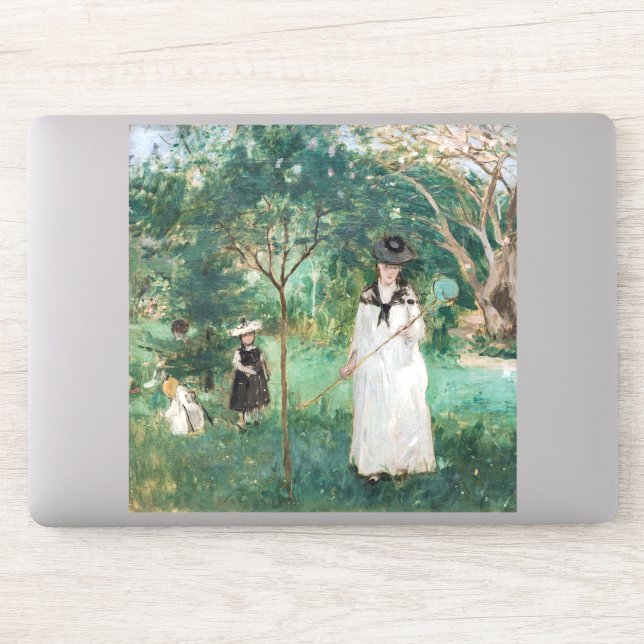 Berthe Morisot - Die Schmetterlingsjagd Aufkleber (Computer)