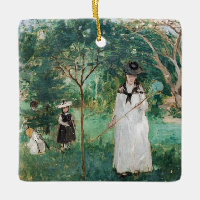 Berthe Morisot - Die Schmetterlingsjagd Keramikornament (Vorderseite)
