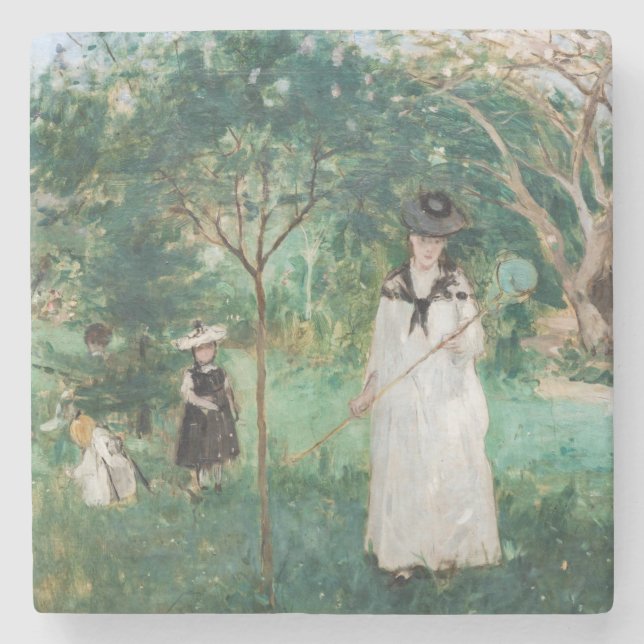Berthe Morisot - Die Schmetterlingsjagd Steinuntersetzer (Vorderseite)
