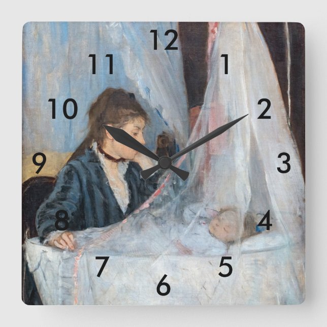 Berthe Morisot - Die Wiege Quadratische Wanduhr (Vorderseite)