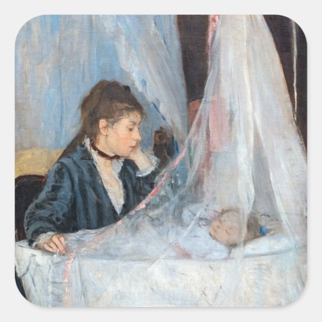 Berthe Morisot - Die Wiege Quadratischer Aufkleber (Vorderseite)