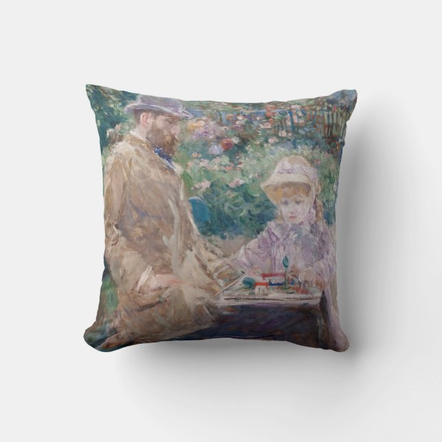 Berthe Morisot - Eugene Manet mit seiner Tochter Kissen (Vorderseite)