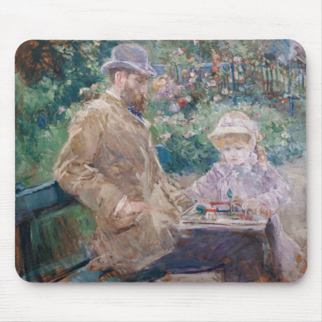 Berthe Morisot - Eugene Manet mit seiner Tochter Mousepad (Vorne)