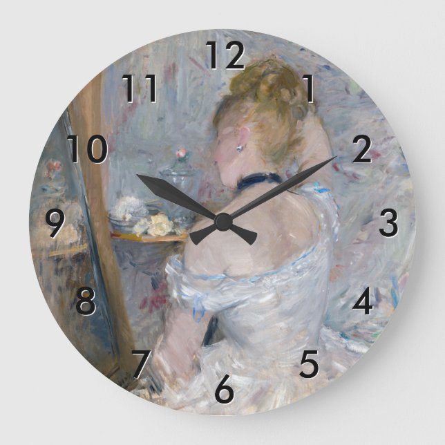 Berthe Morisot - Frau in ihrer Toilette Große Wanduhr (Vorderseite)