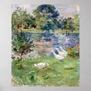 Berthe Morisot Girl in einem Boot mit Gänsen Poster