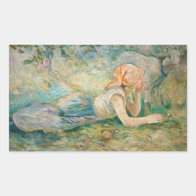 Berthe Morisot - Hirtenruhe Rechteckiger Aufkleber (Vorderseite)
