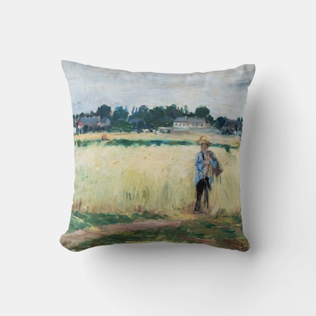 Berthe Morisot - Im Wheatfield bei Gennevillier Kissen (Vorderseite)