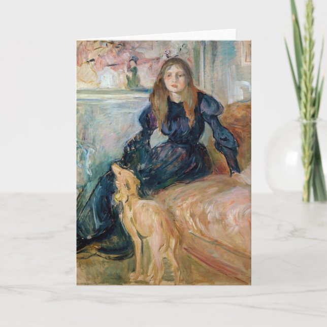 Berthe Morisot - Julie und ihr Greyhound Laerte Karte (Vorderseite)