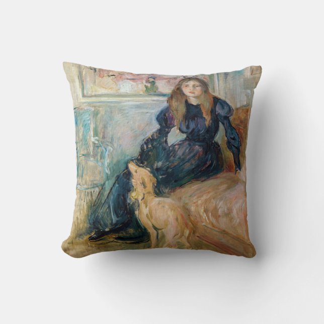 Berthe Morisot - Julie und ihr Greyhound Laerte Kissen (Vorderseite)