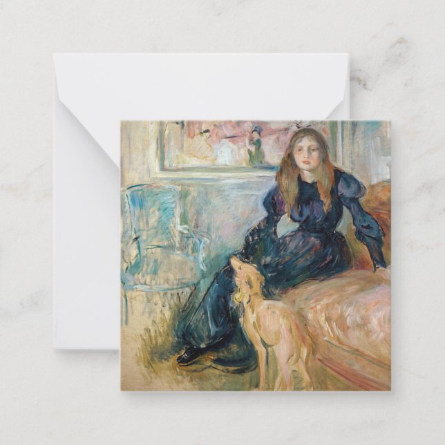 Berthe Morisot - Julie und ihr Greyhound Laerte Mitteilungskarte (Vorderseite)