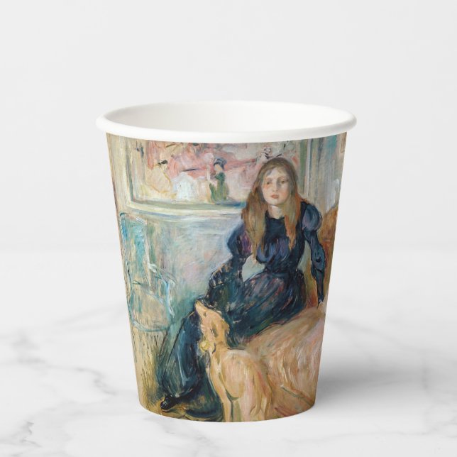 Berthe Morisot - Julie und ihr Greyhound Laerte Pappbecher (Vorderseite)