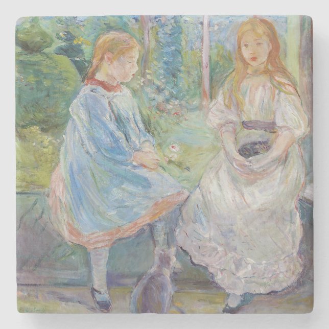 Berthe Morisot - Junge Mädchen am Fenster Steinuntersetzer (Vorderseite)