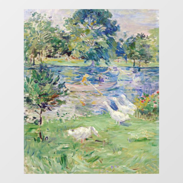 Berthe Morisot - Mädchen im Boot mit Gänsen Fensteraufkleber (Blatt)