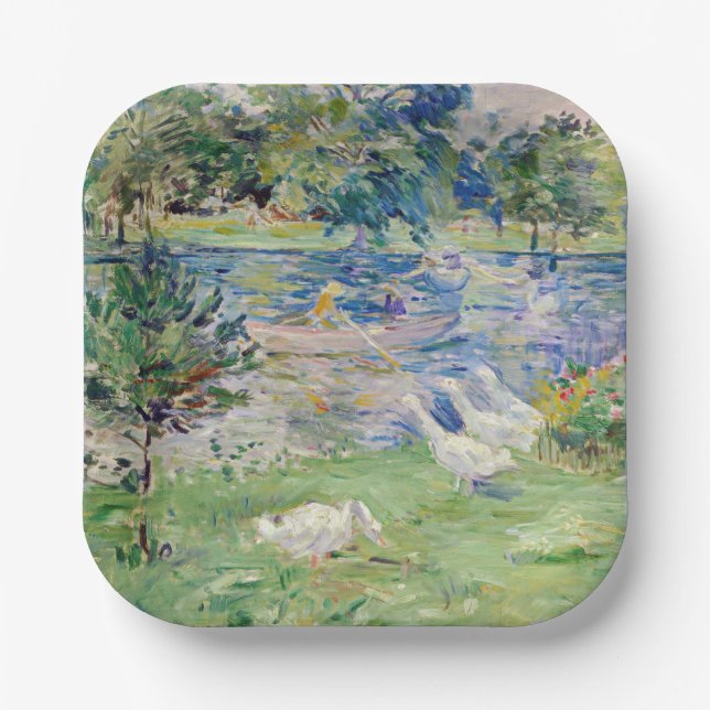 Berthe Morisot - Mädchen im Boot mit Gänsen Pappteller (Vorderseite)