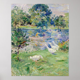 Berthe Morisot - Mädchen im Boot mit Gänsen Poster