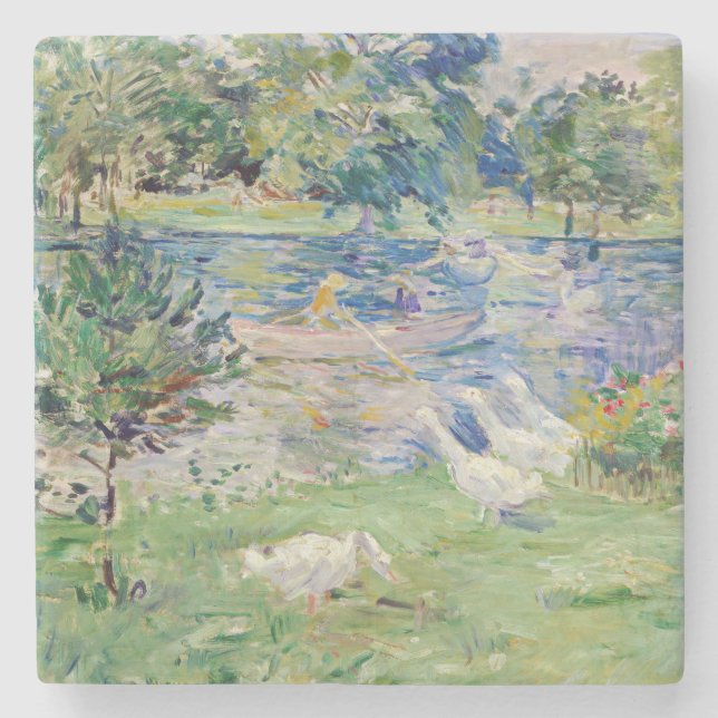 Berthe Morisot - Mädchen im Boot mit Gänsen Steinuntersetzer (Vorderseite)
