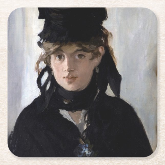 Berthe Morisot mit einem Bouquet aus Violetten, Ma Rechteckiger Pappuntersetzer (Vorderseite)