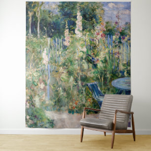 Berthe Morisot - Rosen / Stockrosen Wandteppich