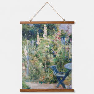 Berthe Morisot - Rosen / Stockrosen Wandteppich Mit Holzrahmen