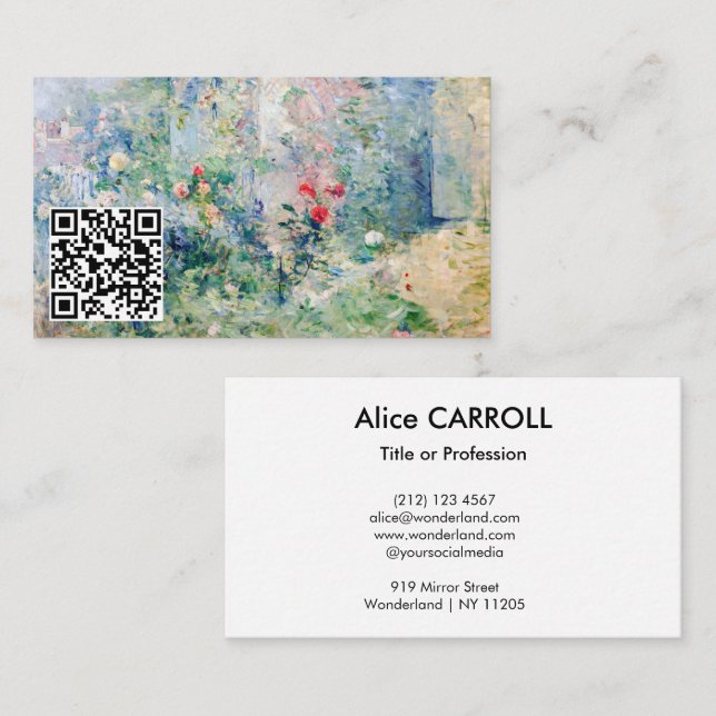 Berthe Morisot - The Garden at Bougival - QR-Code Visitenkarte (Vorne/Hinten)