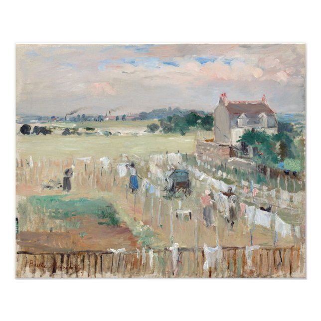 Berthe Morisot - Wäschewaschen nach Trocknen Fotodruck (Vorne)