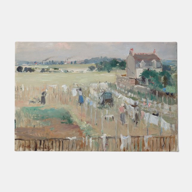 Berthe Morisot - Wäschewaschen nach Trocknen Fußmatte (Vorderseite)
