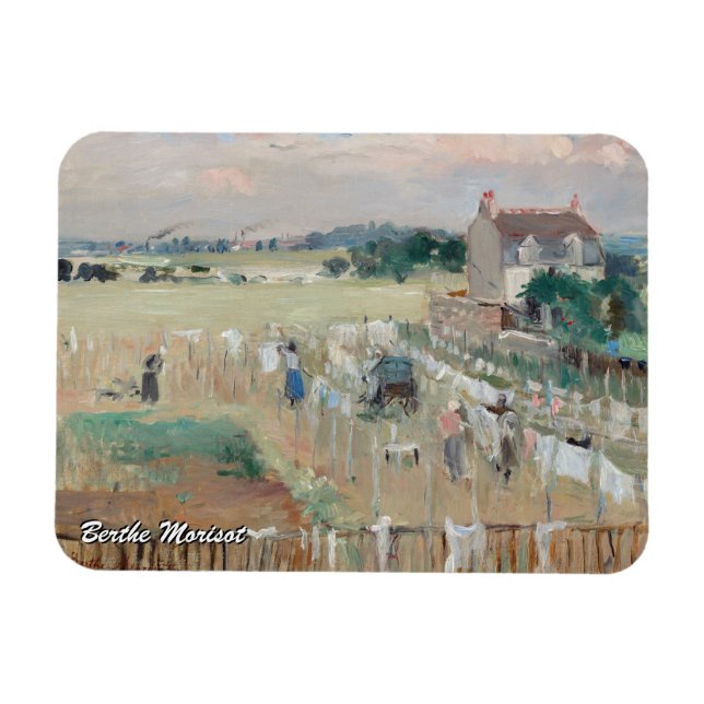 Berthe Morisot - Wäschewaschen nach Trocknen Magnet (Horizontal)