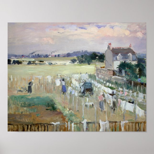 Berthe Morisot - Wäschewaschen nach Trocknen Poster (Vorne)