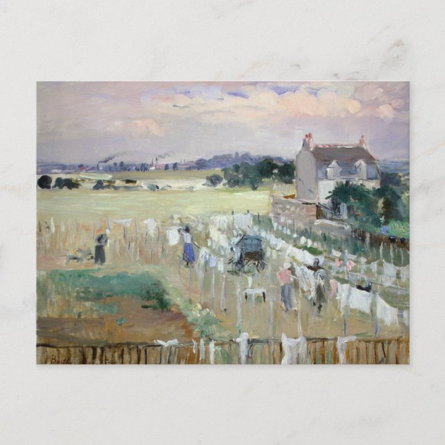 Berthe Morisot - Wäschewaschen nach Trocknen Postkarte (Vorderseite)