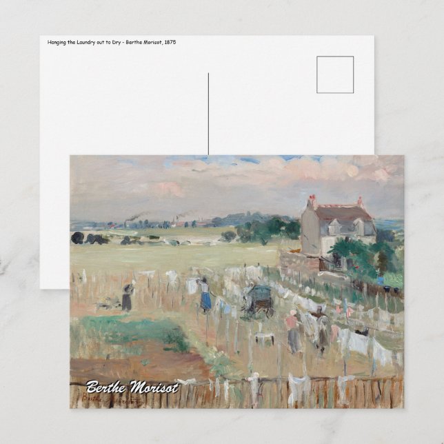 Berthe Morisot - Wäschewaschen nach Trocknen Postkarte (Vorne/Hinten)
