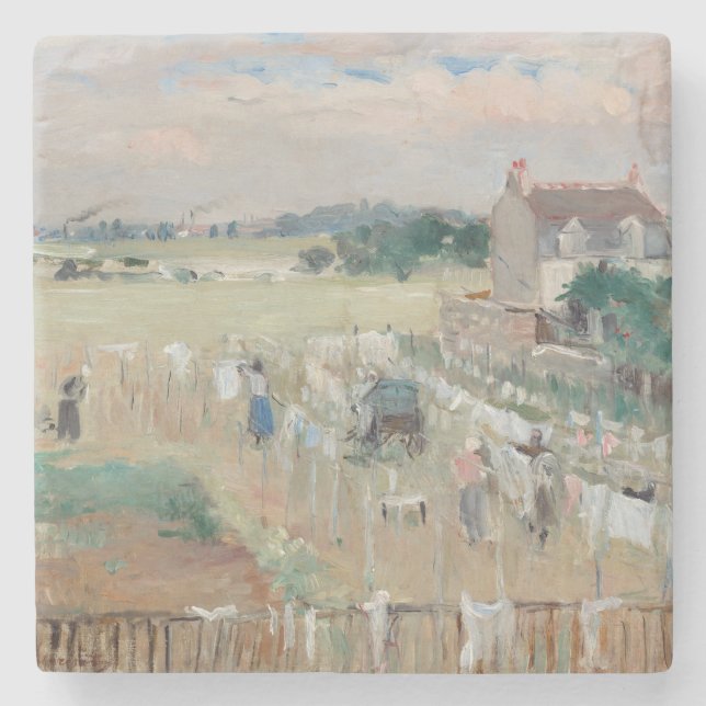 Berthe Morisot - Wäschewaschen nach Trocknen Steinuntersetzer (Vorderseite)