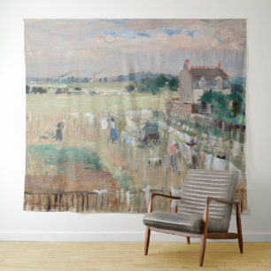 Berthe Morisot - Wäschewaschen nach Trocknen Wandteppich