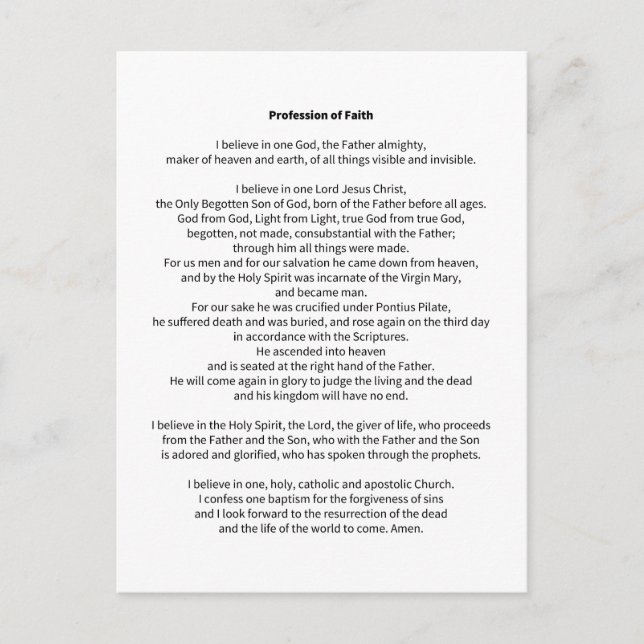 Beruf des Glaubens Postkarte (Vorderseite)