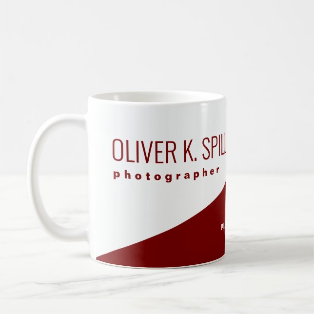Beruf (Fotograf) halb-rot halb-weiß Kaffeetasse (Links)