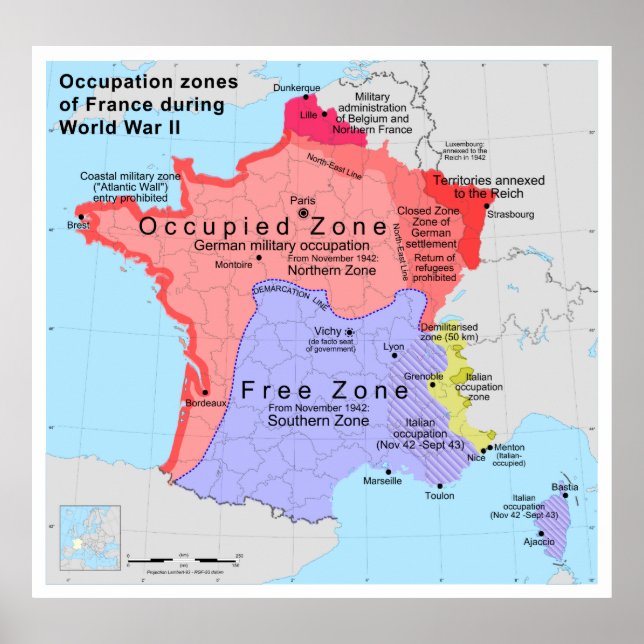 Beruf-Zonen Frankreichs während des Zweiten Weltkr Poster (Vorne)