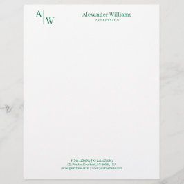 Beruflich 2 Monogramm Minimalistisch Classic Green Briefbogen