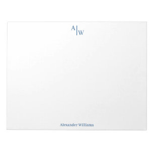 Beruflich 2 Monogramm Minimalistisches Navy Blue Notizblock