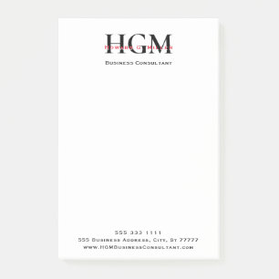 Beruflich 3 Letter Monogram Black White Post-it Klebezettel