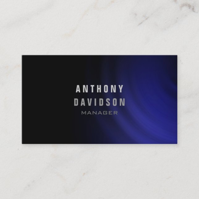 Beruflich Black Blue Gray Manager Business Card Visitenkarte (Vorderseite)