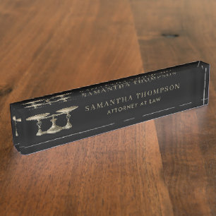 Beruflich Black & Bronze Law Attorney Scale Namensplakette